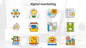 دانلود پروژه افترافکت آیکون متحرکت فلت دیجیتال مارکتینگ Digital Marketing-Flat Animated Icons