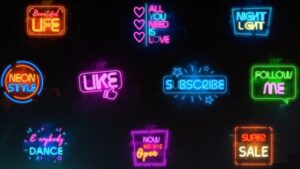 پروژه افتر افکت 10 تایتل نئون رنگارنگ Neon Titles
