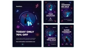 فایل لایه باز فتوشاپ استوری اینستاگرام با سبک نئون Neon sale