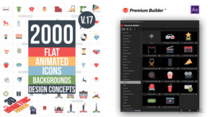 پروژه افترافکت 2000 آیکون انیمیت فلت Flat Animated Icons Library