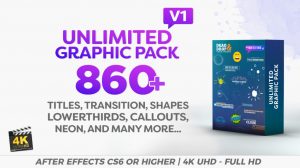 پروژه افترافکت مجموعه 860 گرافیکی شیپ و المان Shapes Elements Graphic Pack