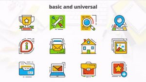 پروژه افتر افکت آیکون متحرک فلت جهانی Basic Universal Flat Animated Icons