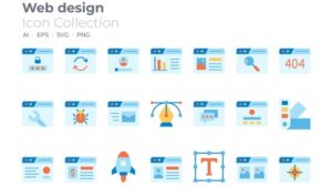 دانلود وکتور لایه باز 50 آیکون طراحی وب Web Design