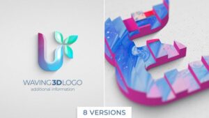 پروژه آماده افتر افکت لوگو سه بعدی به شکل موج Waving 3D Logo