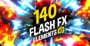 پروژه آماده افتر افکت 140 المان کارتونی مدرن Flash FX Elements