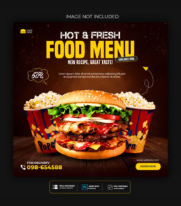 قالب لایه باز فتوشاپ منوی غذا Food Menu Social Media