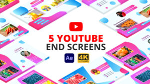 پروژه 5 صفحه پایان یوتیوب پریمیر YouTube End Screens
