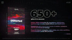 پروژه افتر افکت 650 المان گلیچ یونیک Glitch Elements