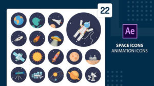 پروژه افترافکت 22 آیکون انیمیت فضایی 22 Space Animation