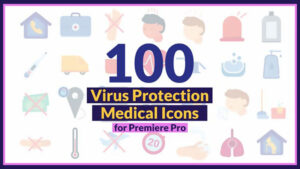 پروژه پریمیر مجموعه انیمیشن آیکون ویروس کرونا Corona Virus Medical Icons